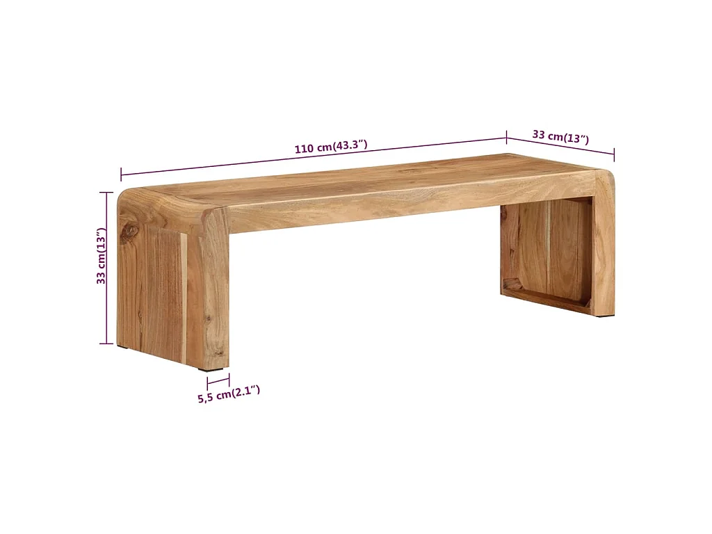 Meuble TV 110x33x33 cm bois d'acacia massif