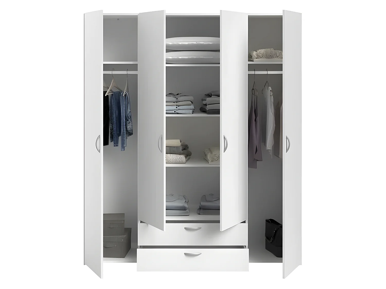 Armario VARIA Blanco 4 Puertas + 2 Cajones 160x185x51 cm PARISOT