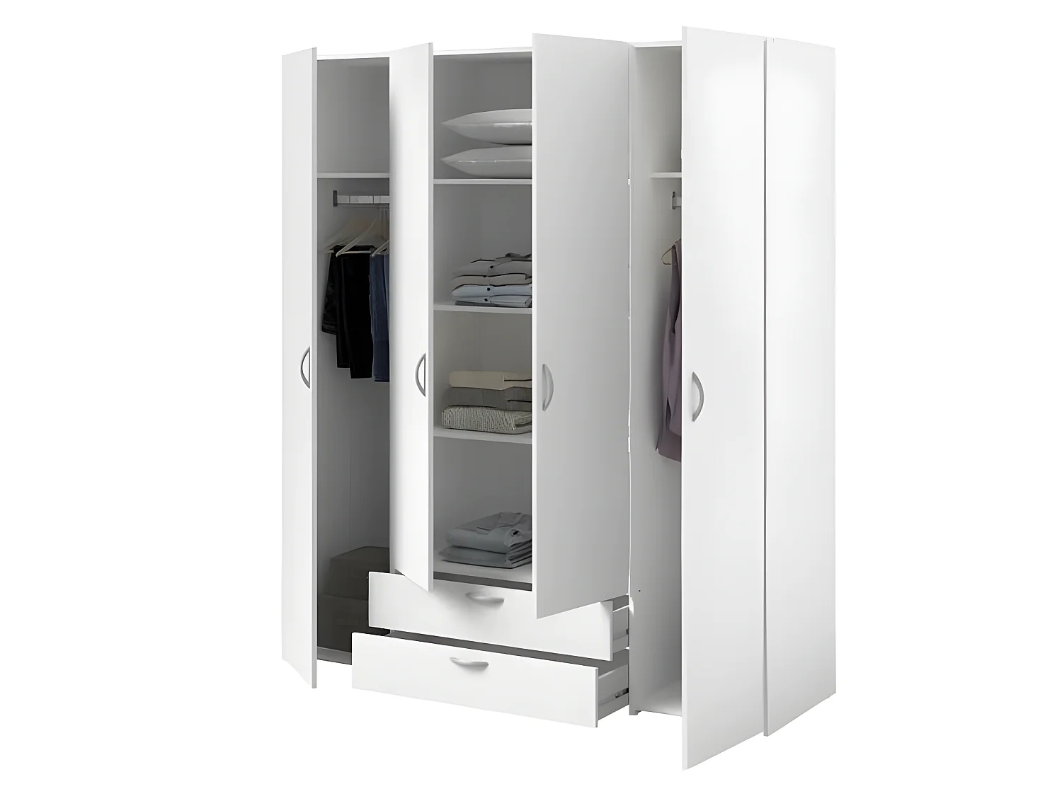 Armario VARIA Blanco 4 Puertas + 2 Cajones 160x185x51 cm PARISOT