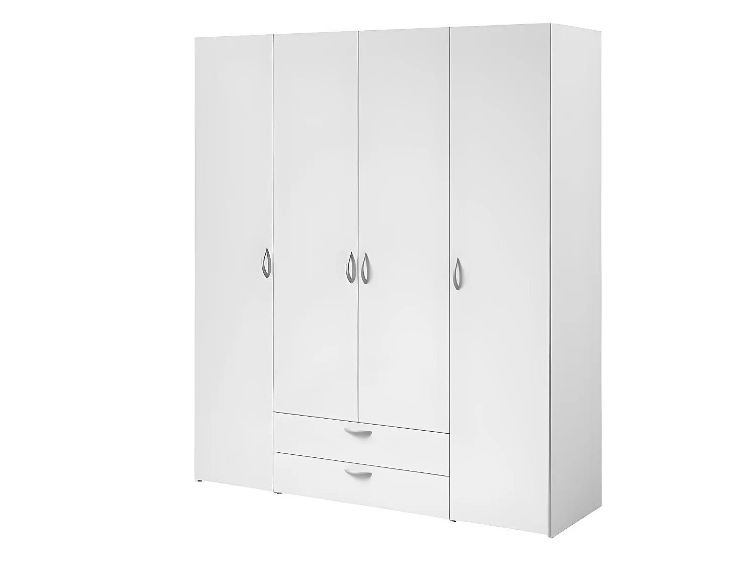 Armoire VARIA Blanc 4 Portes + 2 Tiroirs 160x185x51 cm PARISOT