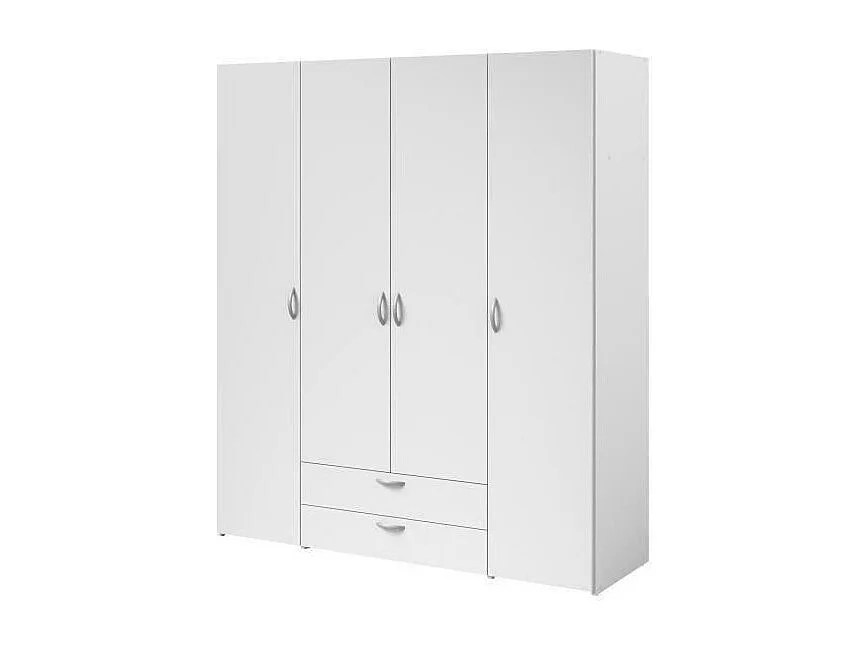 Armoire VARIA Blanc 4 Portes + 2 Tiroirs 160x185x51 cm PARISOT