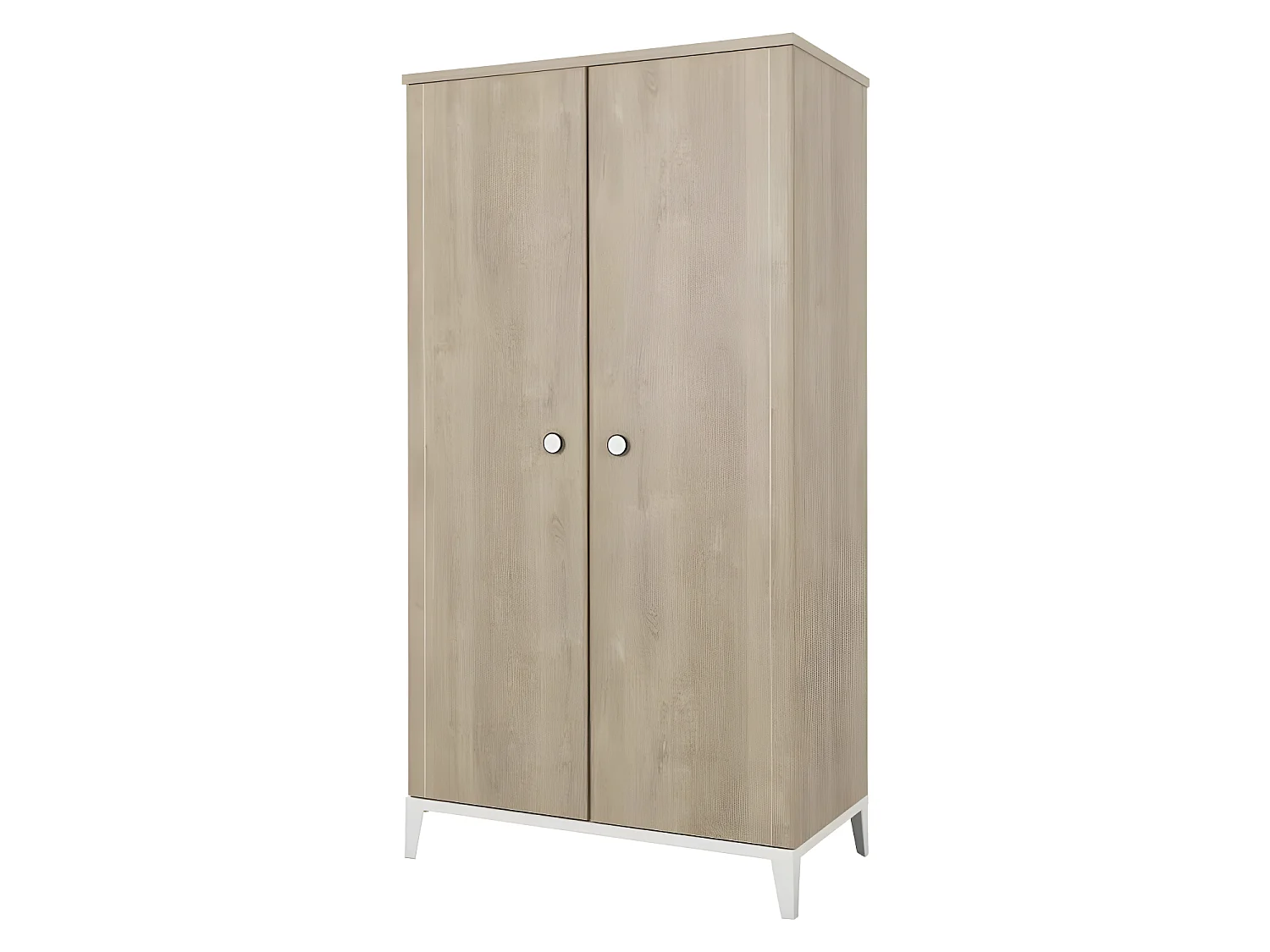 Armoire de chambre enfant - Panneaux de particules - Marron - 2 portes - Style contemporain - L 102 x H 195 x P 58 cm