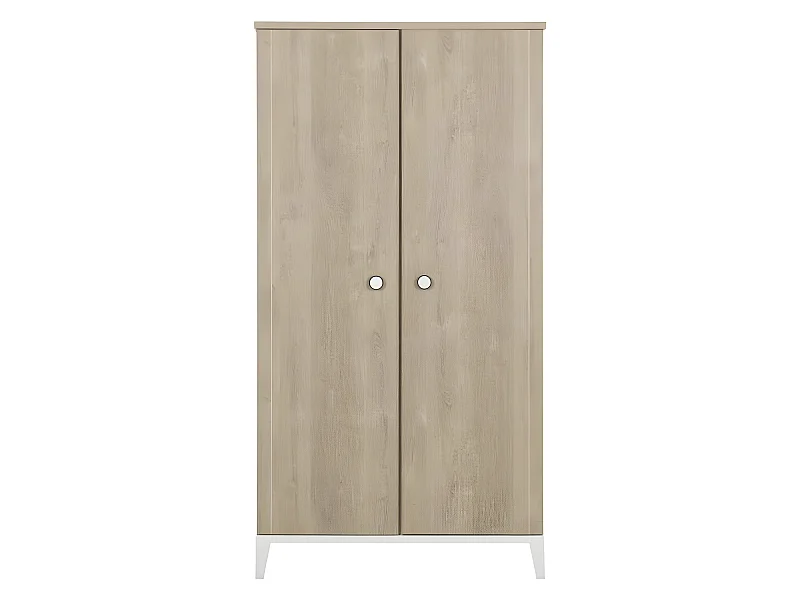 Armoire de chambre enfant - Panneaux de particules - Marron - 2 portes - Style contemporain - L 102 x H 195 x P 58 cm