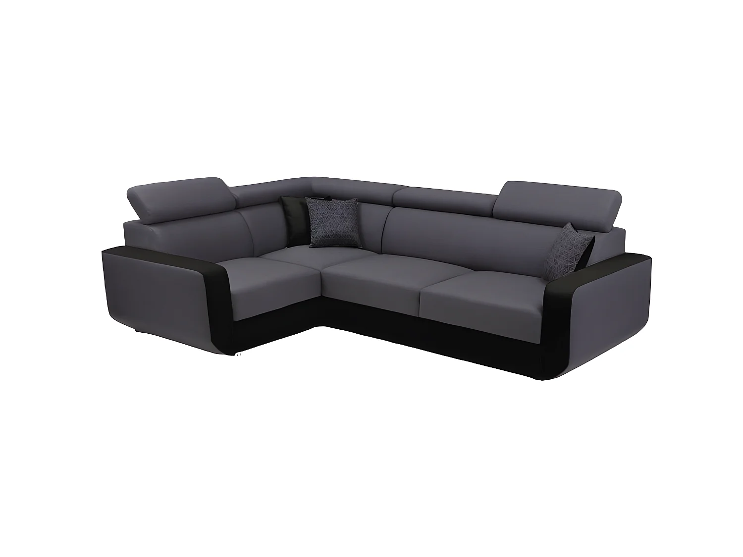 Canapé d'angle convertible et réversible EMPERO N gris et noir