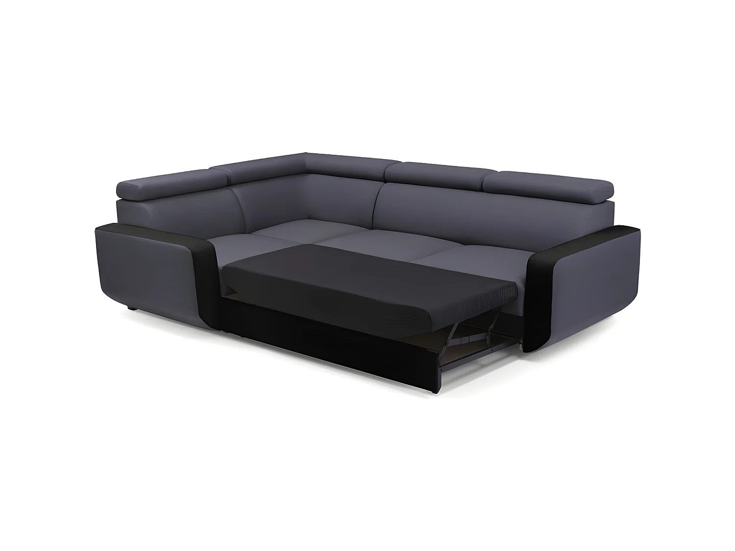 Canapé d'angle convertible et réversible EMPERO N gris et noir