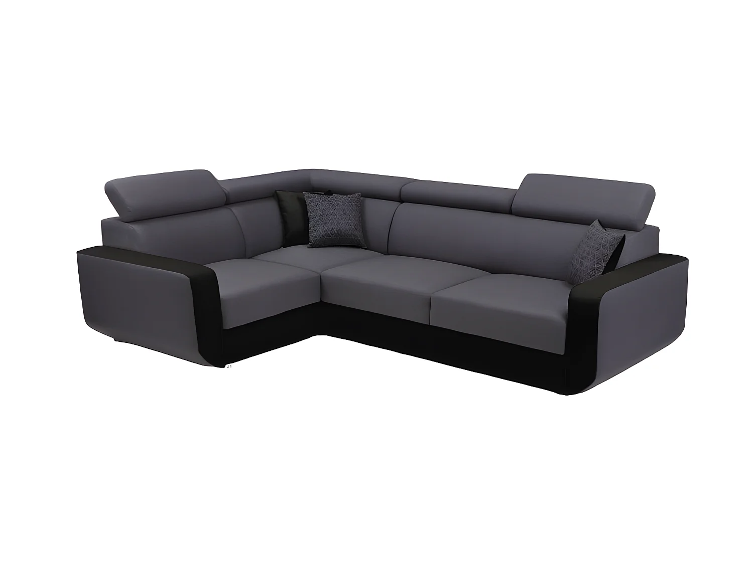 Canapé d'angle convertible et réversible EMPERO N gris et noir