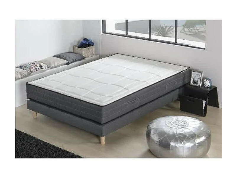 Ensemble Matelas + Sommier 160x200 cm Mousse Mémoire 28cm 5 Zones Ferme DEKO DREAM