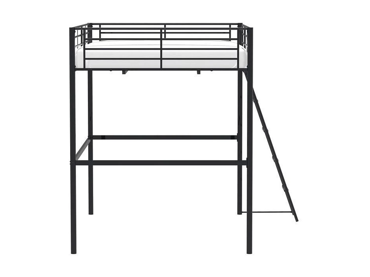 Lit mezzanine en métal noir ELIOT avec sommier inclus 140 x 200 cm