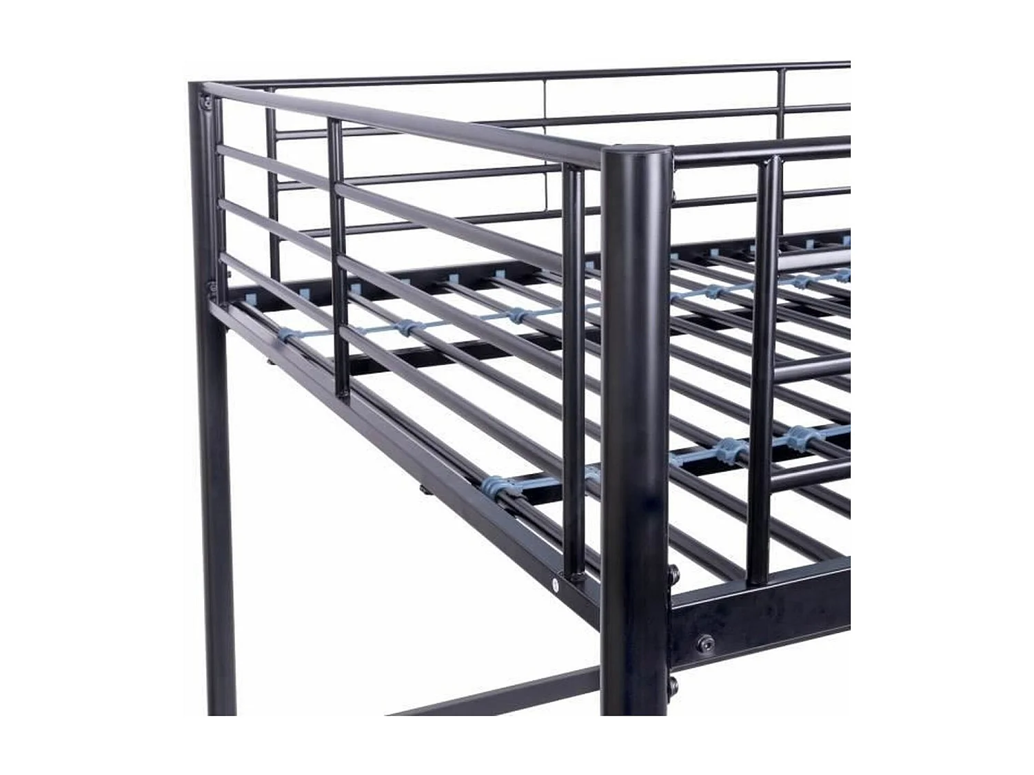 Lit mezzanine en métal noir ELIOT avec sommier inclus 140 x 200 cm