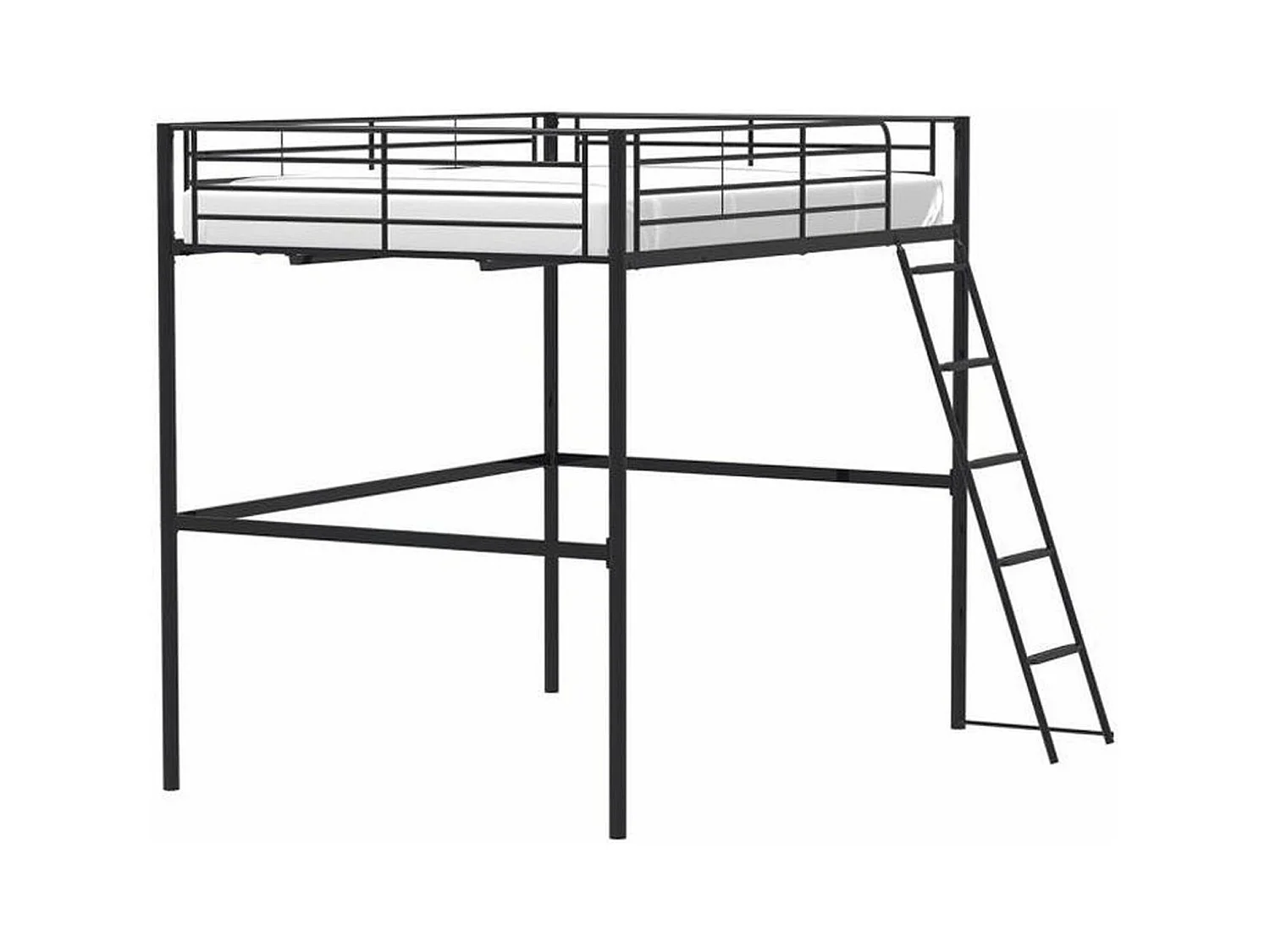 Lit mezzanine en métal noir ELIOT avec sommier inclus 140 x 200 cm