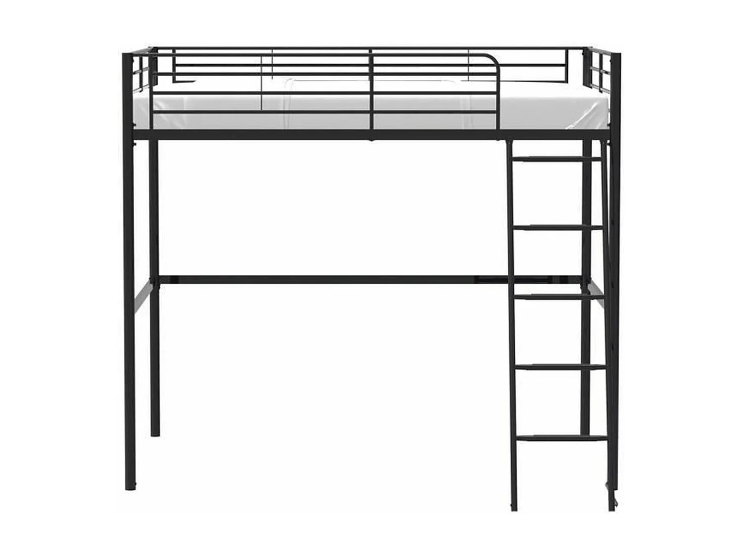 Lit mezzanine en métal noir ELIOT avec sommier inclus 140 x 200 cm