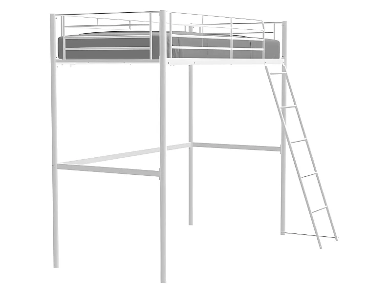 Lit mezzanine ELIOT 90 x 190 cm - Métal - Sommier inclus - Blanc