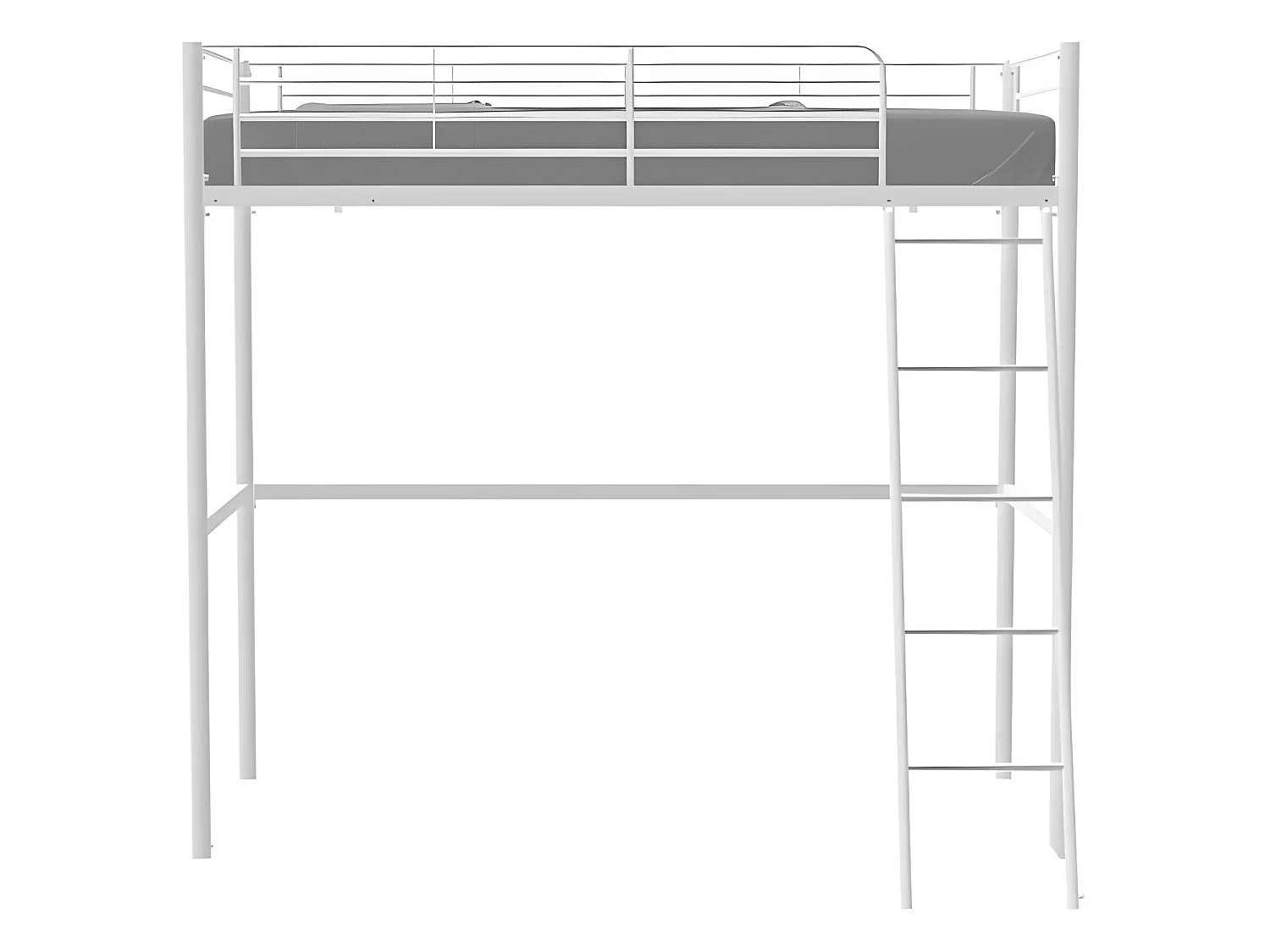 Lit mezzanine ELIOT 90 x 190 cm - Métal - Sommier inclus - Blanc