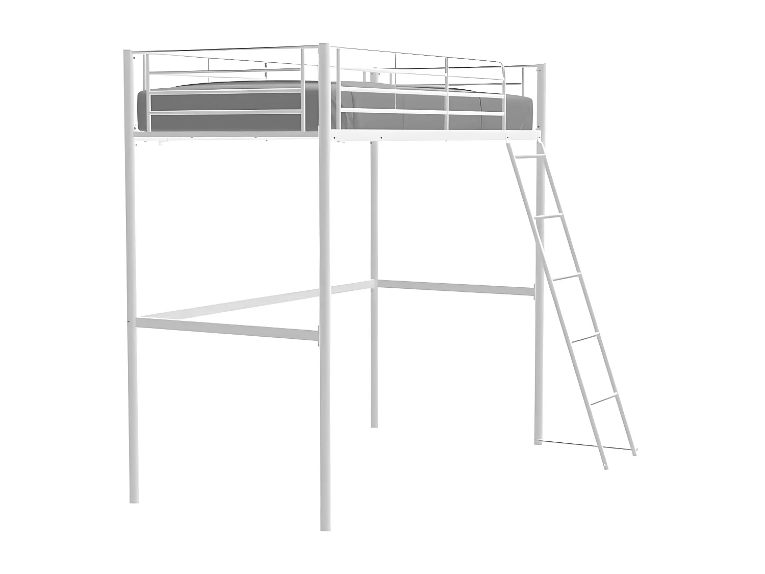 Lit mezzanine ELIOT 90 x 190 cm - Métal - Sommier inclus - Blanc