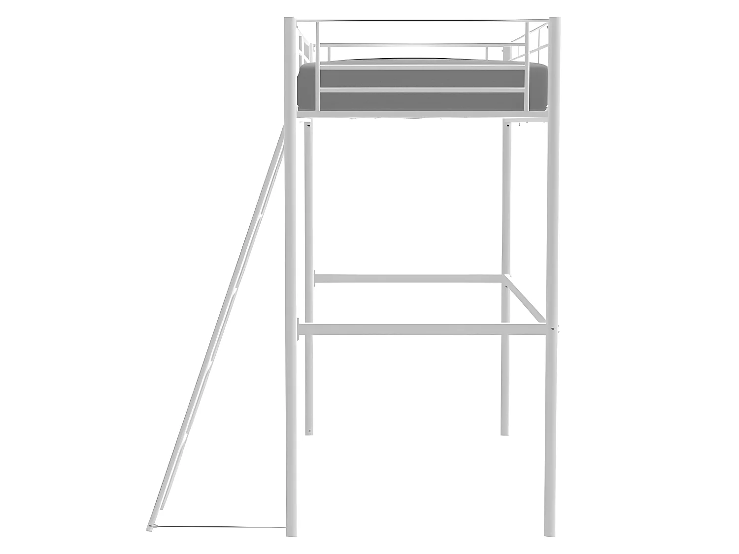 Lit mezzanine ELIOT 90 x 190 cm - Métal - Sommier inclus - Blanc