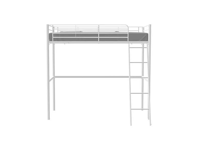 Lit mezzanine AUCUNE ELIOT 90 x 190 sommier inclus métal époxy blanc