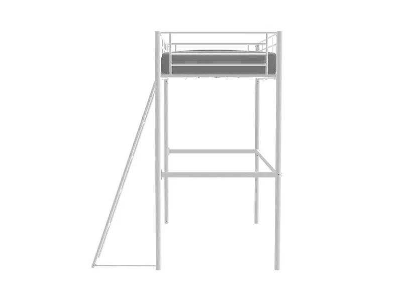 Lit mezzanine AUCUNE ELIOT 90 x 190 sommier inclus métal époxy blanc