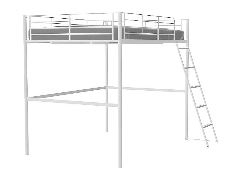 Lit mezzanine ELIOT 140 x 190 cm - Métal Blanc - Pour Enfant - Sommier Inclus