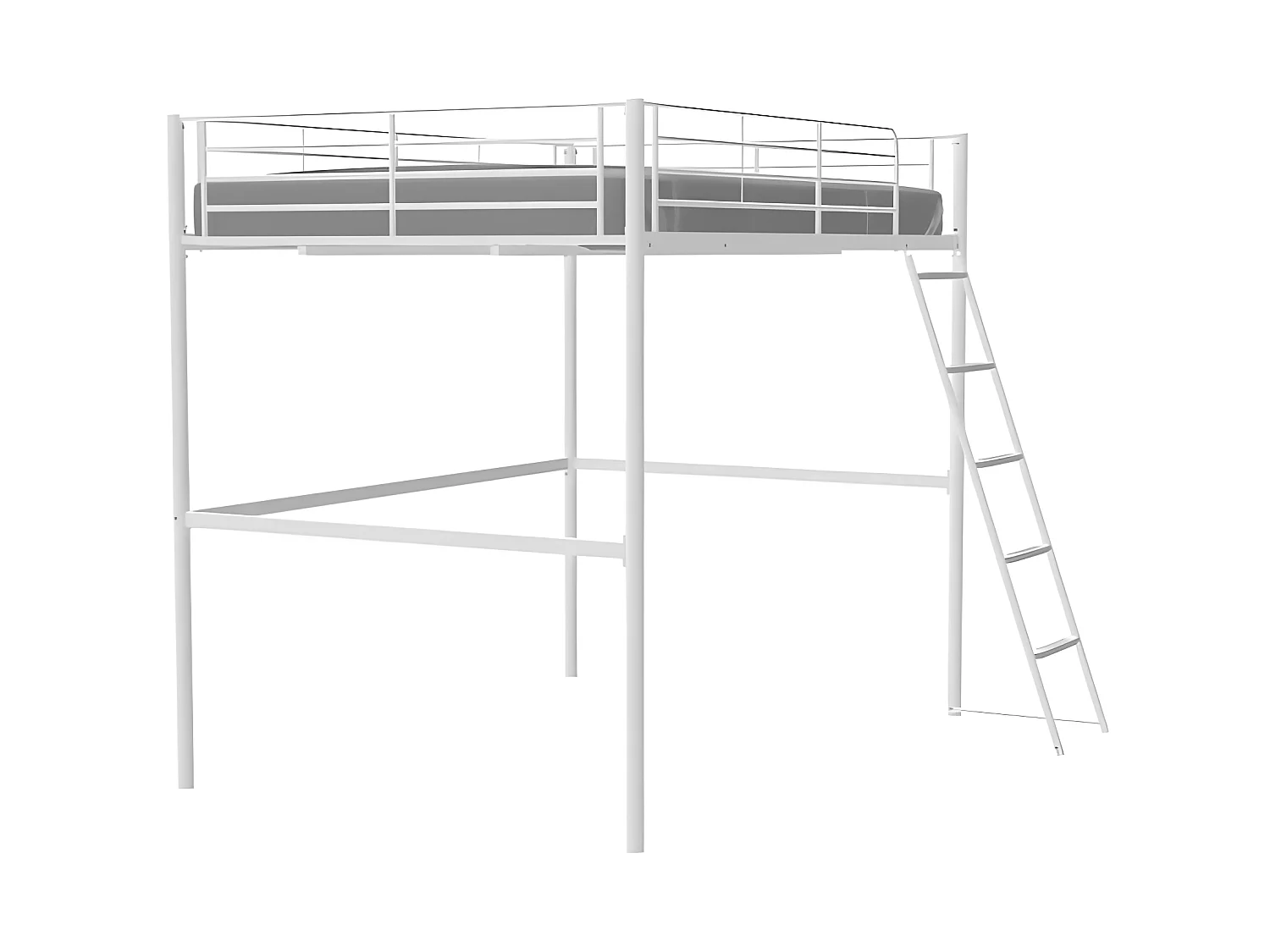 Lit mezzanine ELIOT 140 x 190 cm - Métal Blanc - Pour Enfant - Sommier Inclus