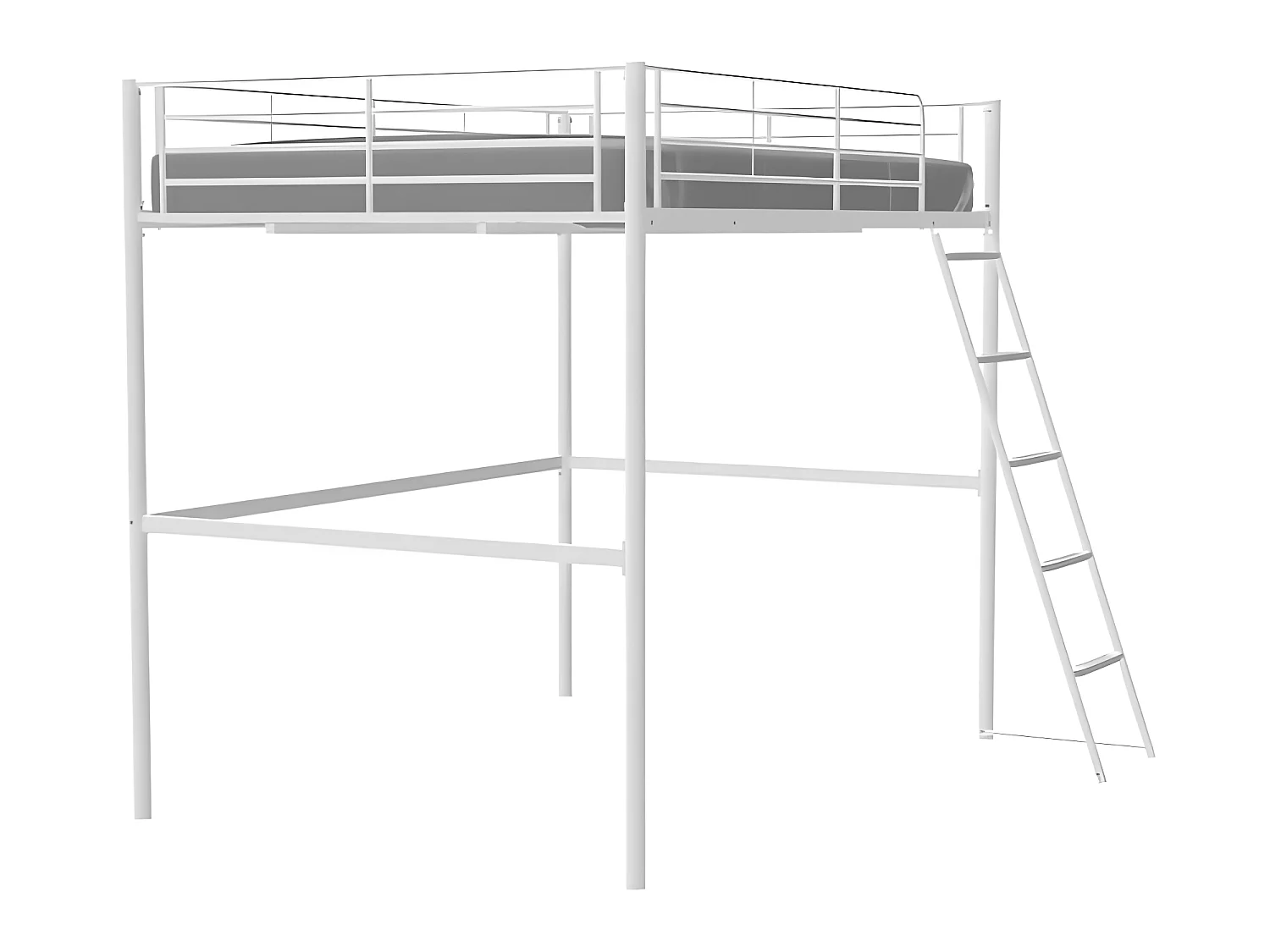 Lit mezzanine ELIOT 140 x 190 cm - Métal Blanc - Pour Enfant - Sommier Inclus