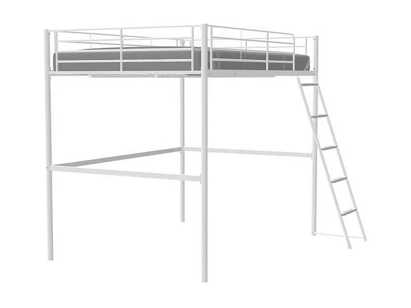 Lit mezzanine ELIOT 140 x 190 cm - Métal Blanc - Pour Enfant - Sommier Inclus
