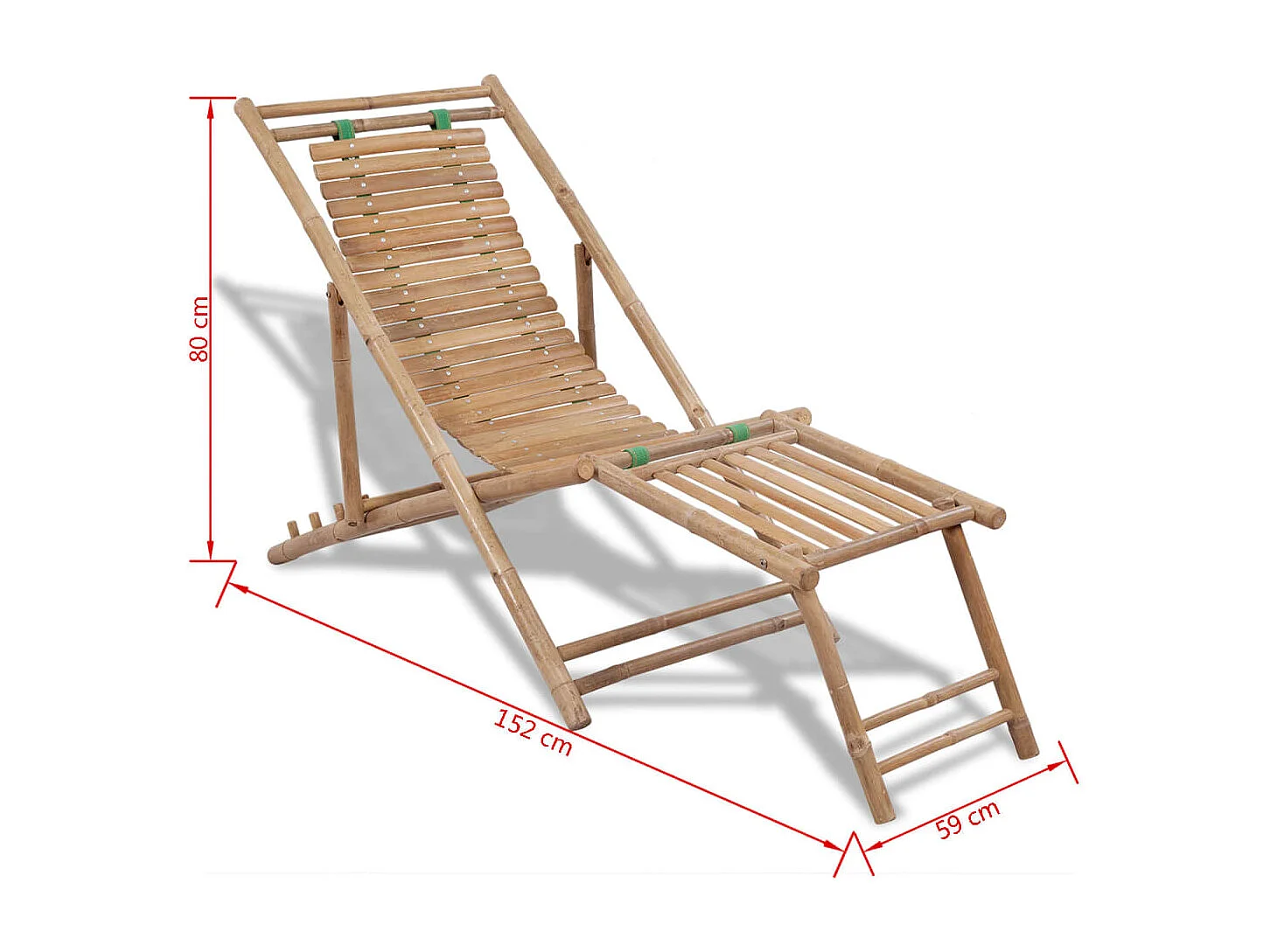 Chaise de terrasse d'extérieur avec repose-pied Bambou