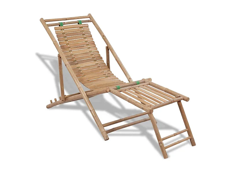 Chaise de terrasse d'extérieur avec repose-pied Bambou
