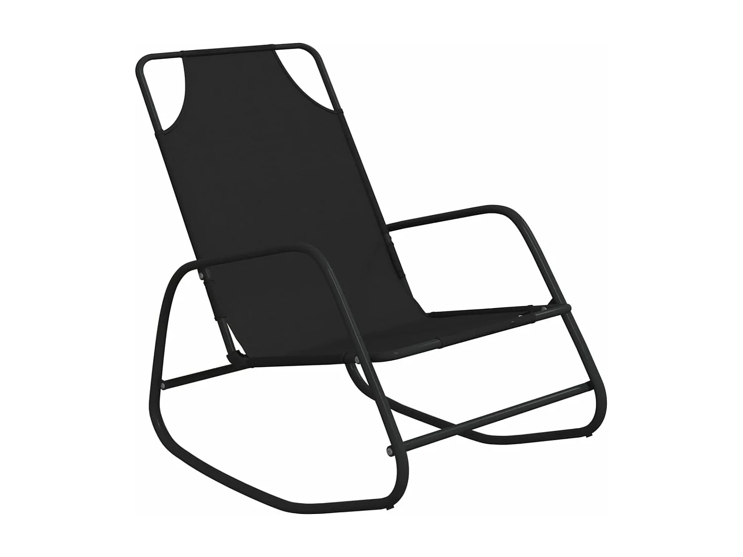 Lettino Prendisole a Dondolo in Acciaio e Textilene Nero