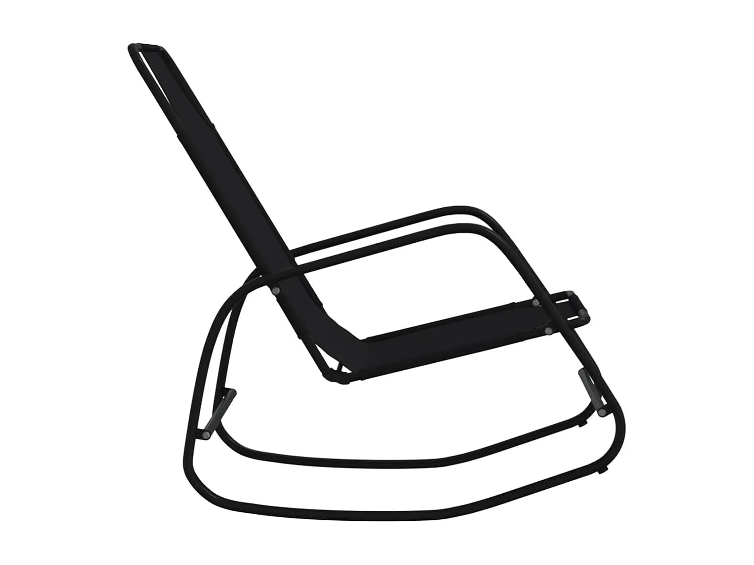 Lettino Prendisole a Dondolo in Acciaio e Textilene Nero