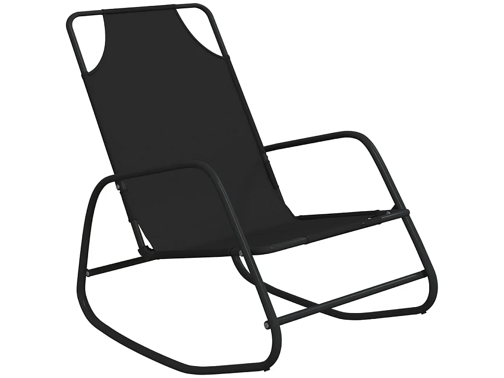 Chaise longue à bascule Noir Acier et textilène