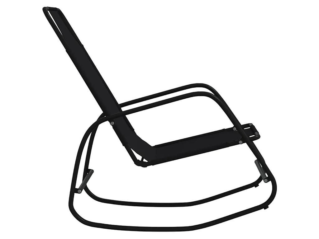 Chaise longue à bascule Noir Acier et textilène