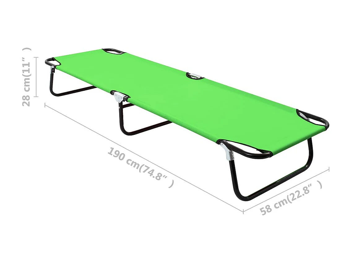Chaise longue pliable acier vert