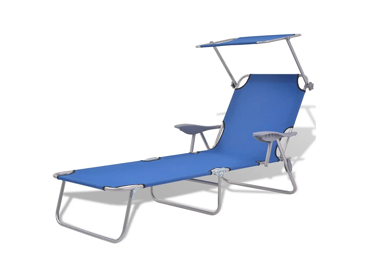 Chaise longue avec auvent Acier Bleu