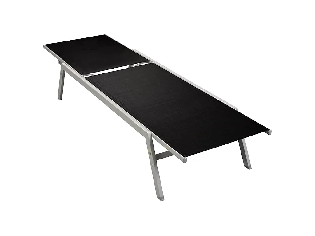 Sonnenliege Stahl und Textilene Schwarz