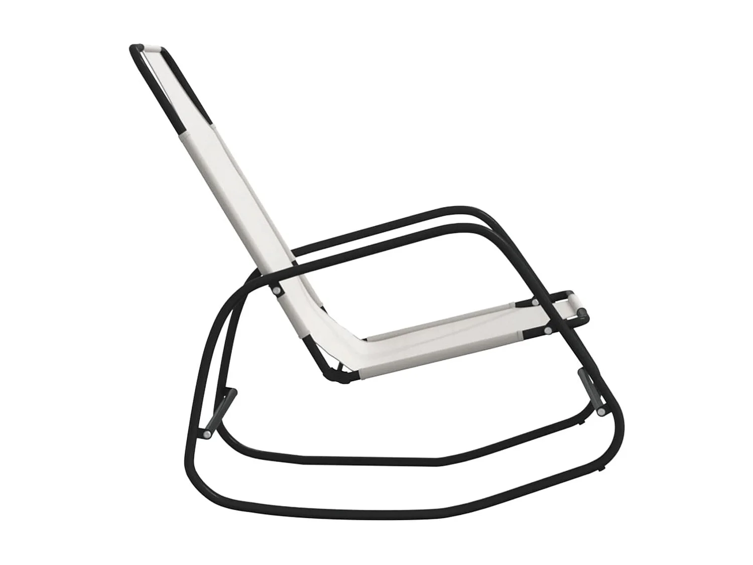 Chaise longue à bascule crème acier et textilène