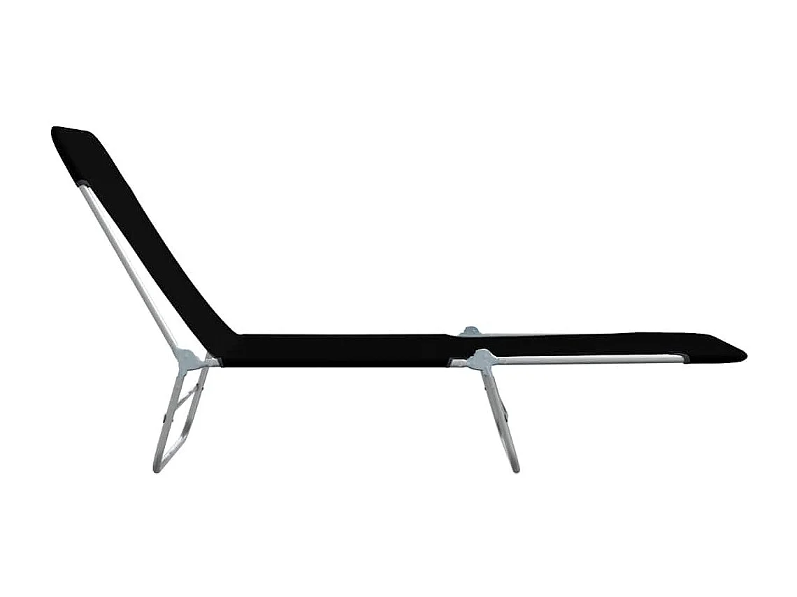 Chaises longues pliables lot de 2 Acier et tissu Noir