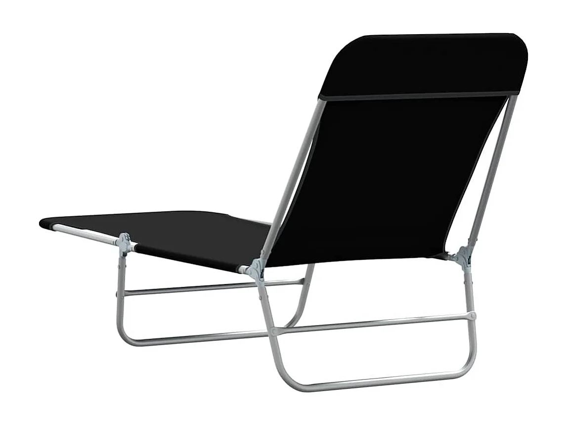 Chaises longues pliables lot de 2 Acier et tissu Noir