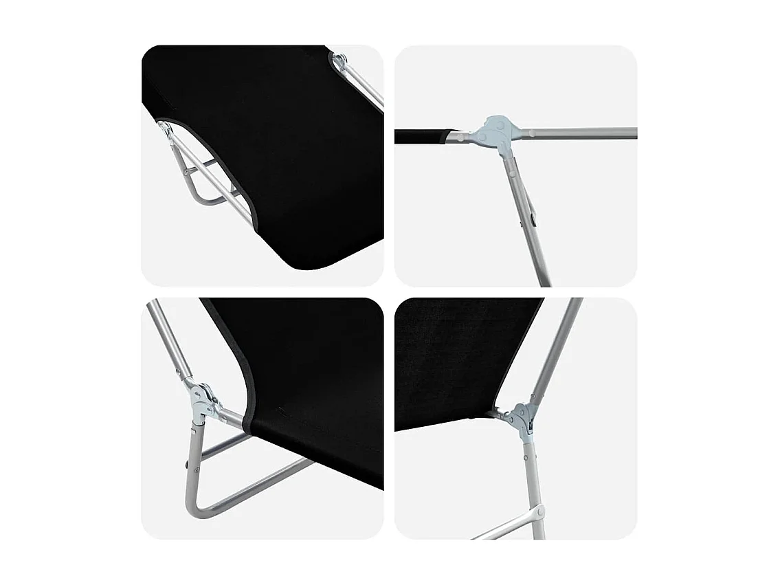 Ligbedden inklapbaar 2 st staal en stof zwart