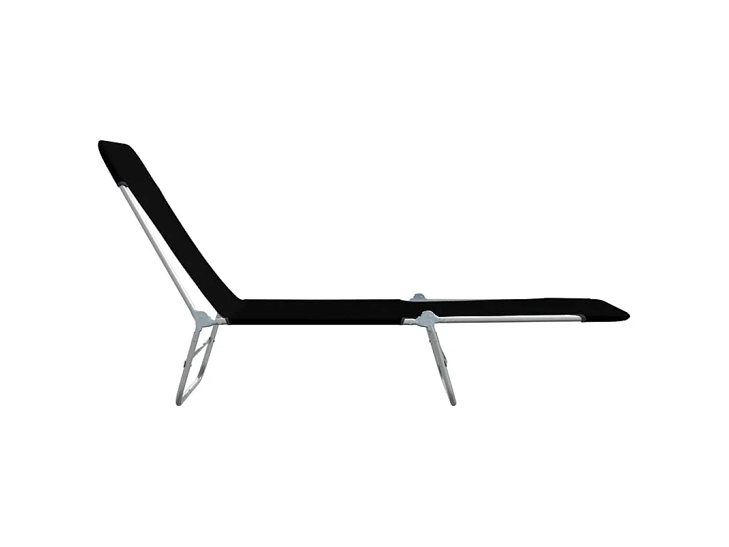 Chaises longues pliables lot de 2 Acier et tissu Noir