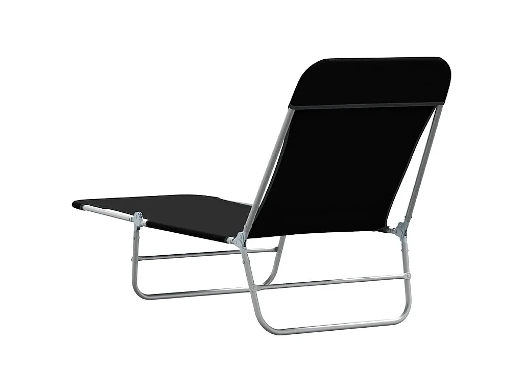 Chaises longues pliables lot de 2 Acier et tissu Noir