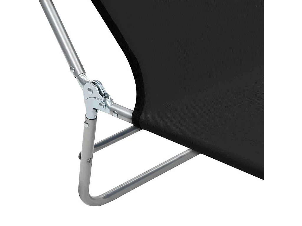 Chaises longues pliables lot de 2 Acier et tissu Noir