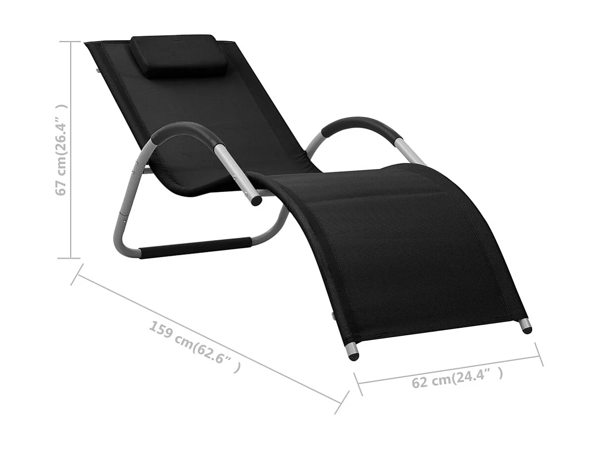 Chaise longue textilène noir et gris