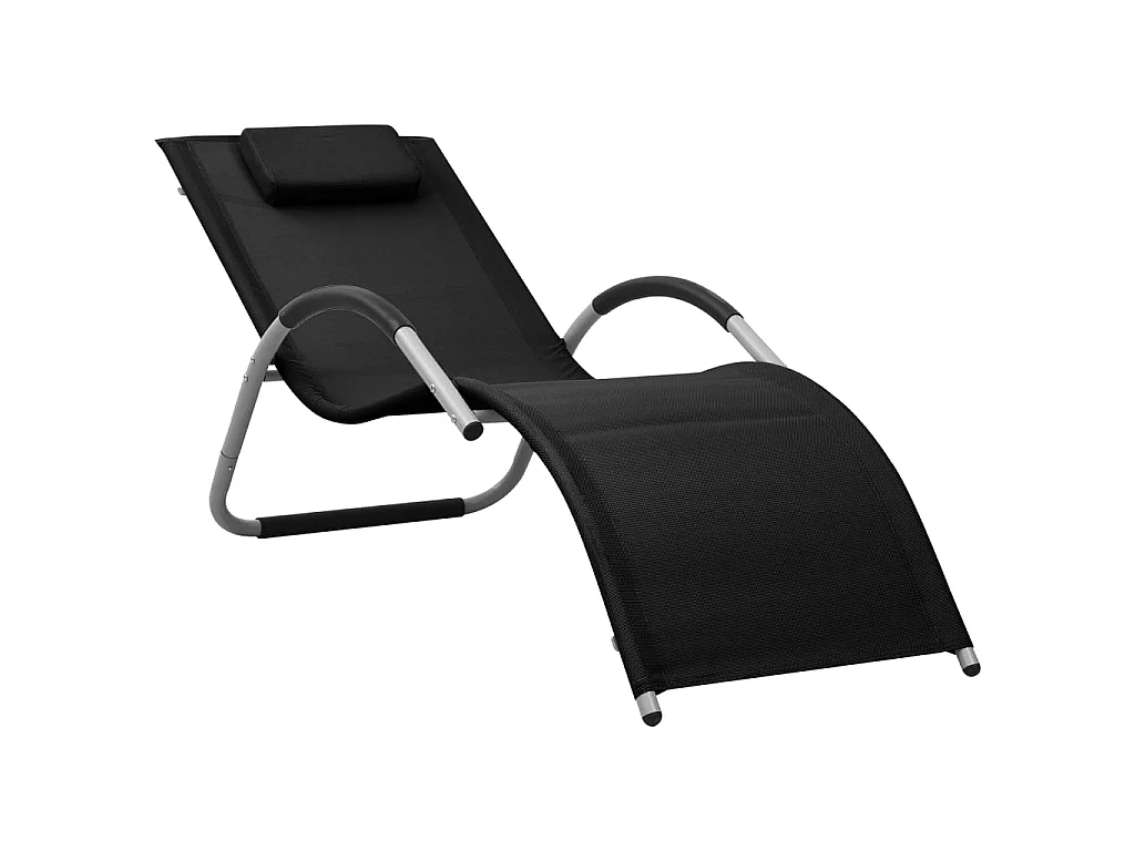 Chaise longue textilène noir et gris