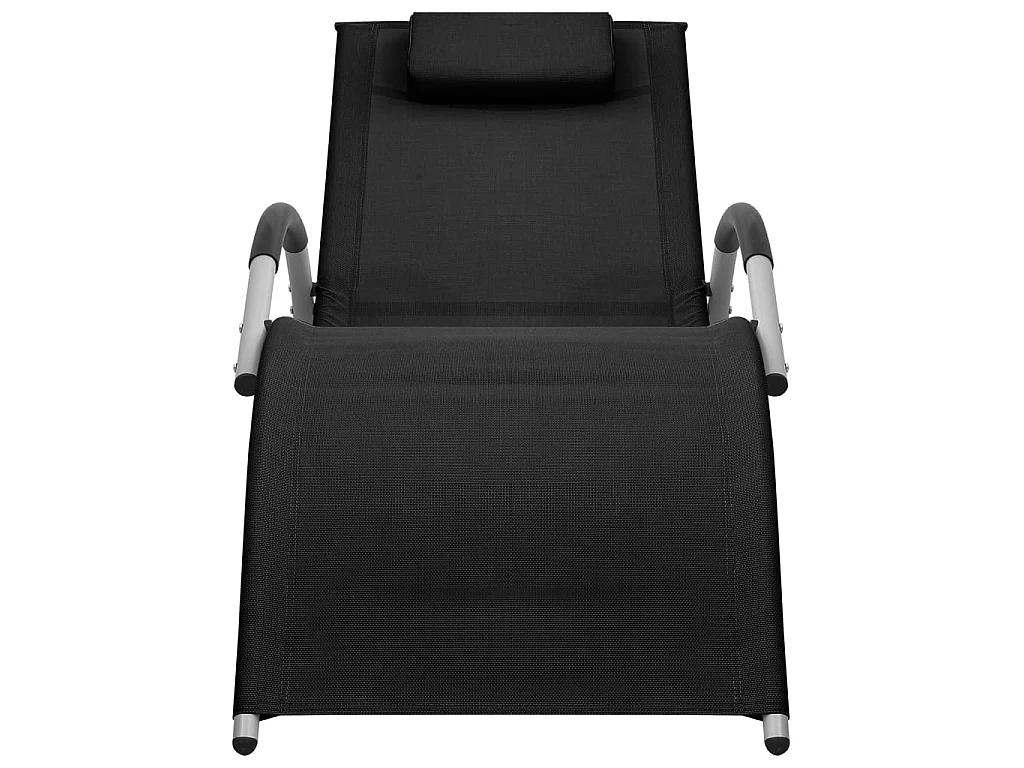 Chaise longue textilène noir et gris