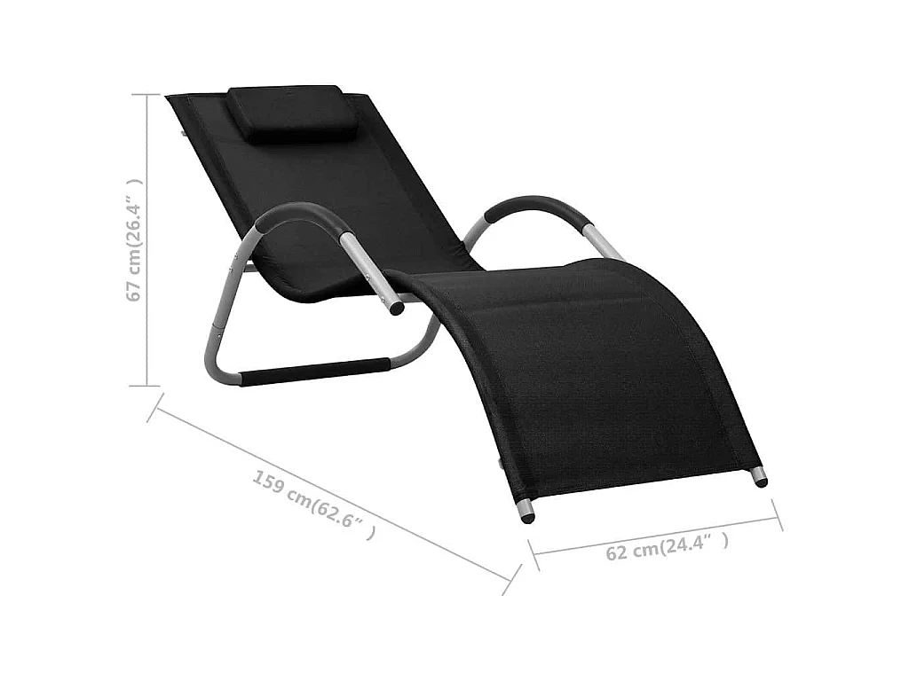 Chaise longue textilène noir et gris