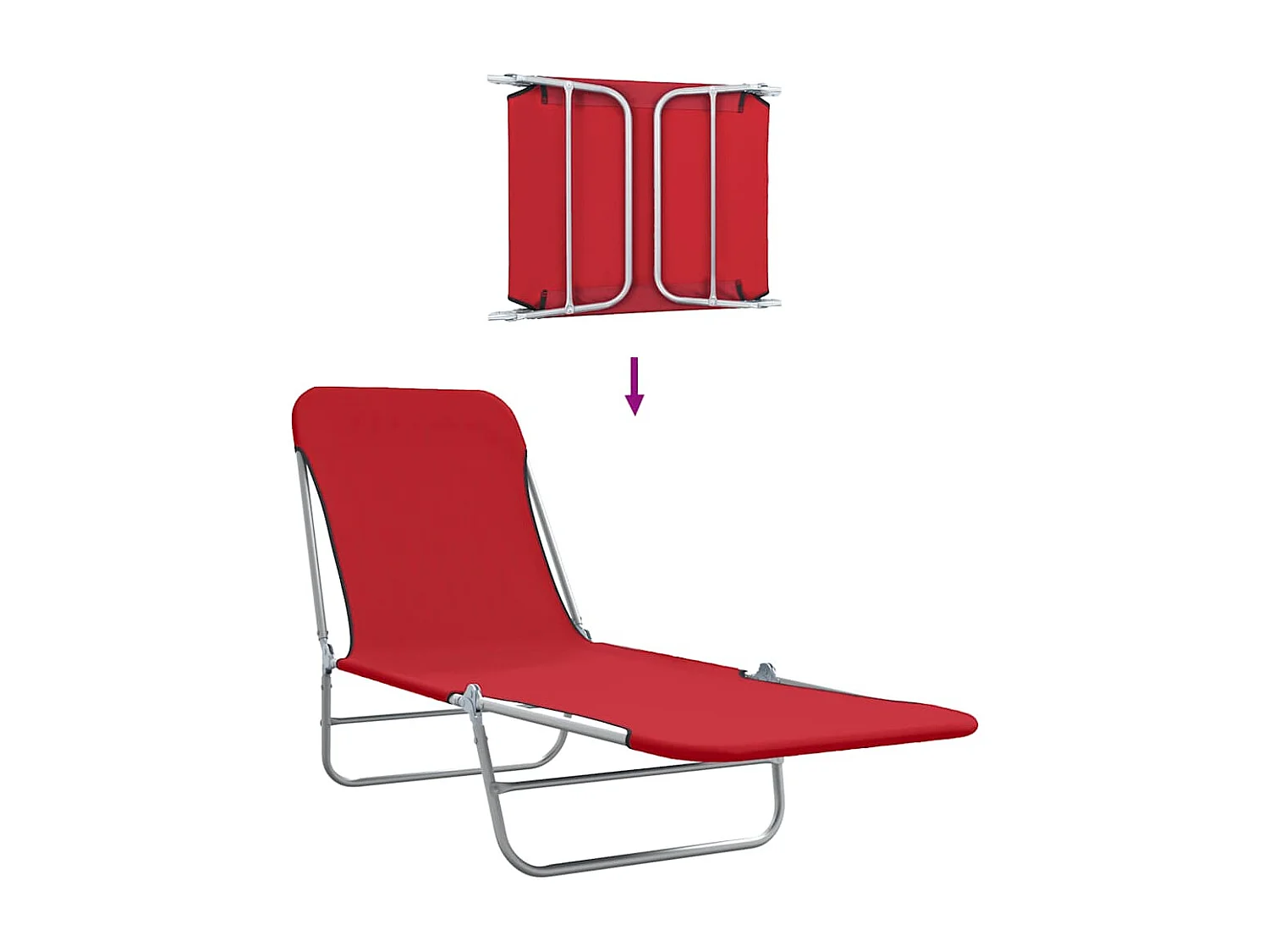 Klappliegen 2 Stk. Stahl und Stoff Rot