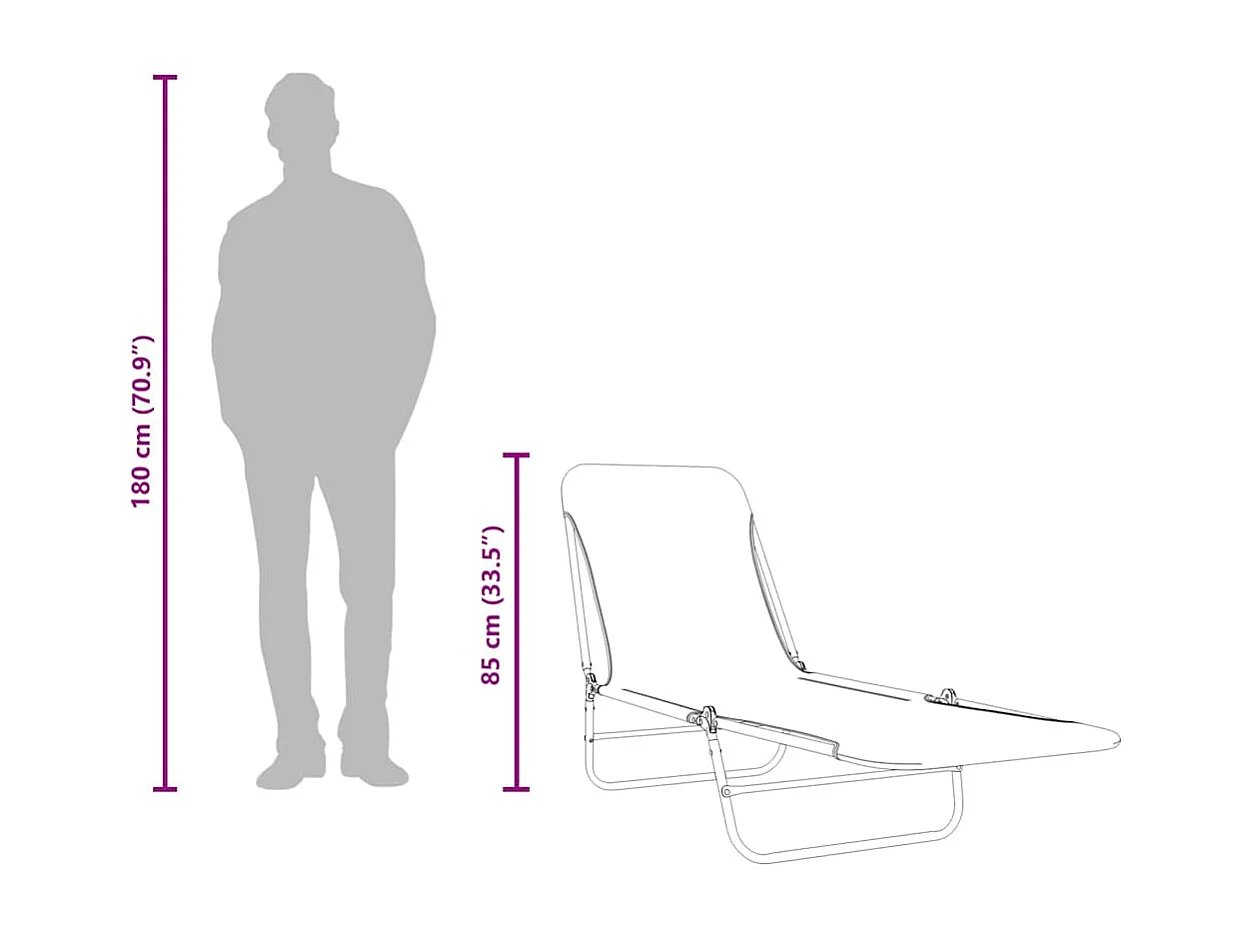 Klappliegen 2 Stk. Stahl und Stoff Rot