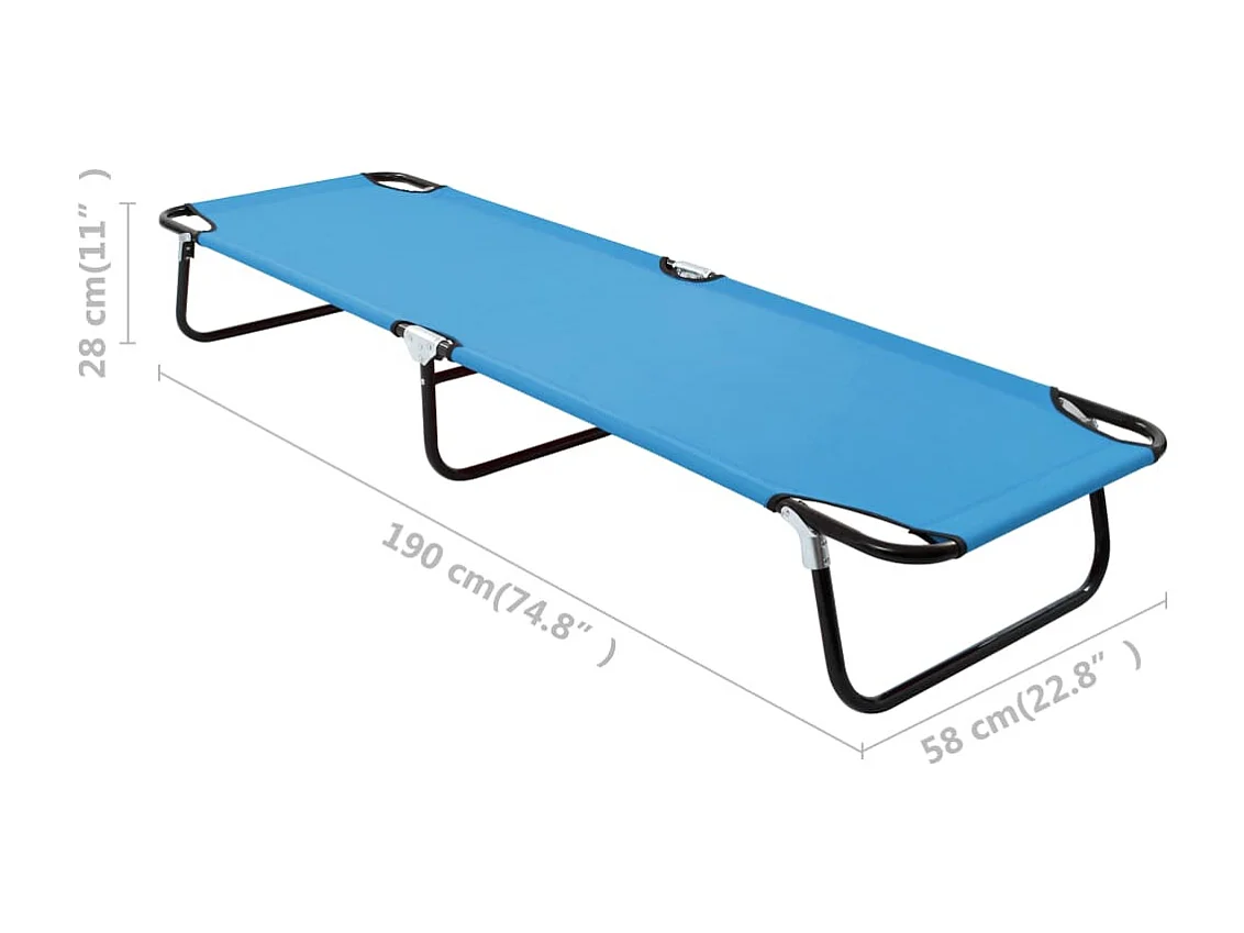 Chaise longue pliable acier bleu turquoise