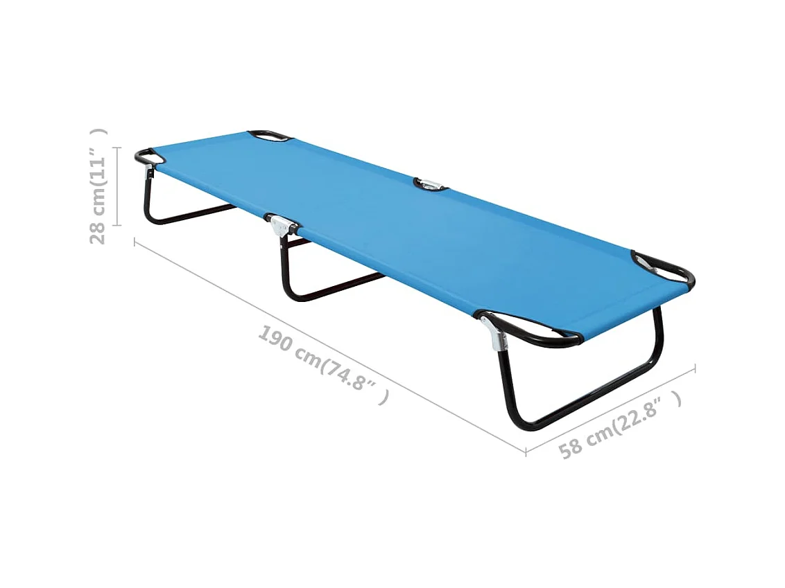 Chaise longue pliable acier bleu turquoise
