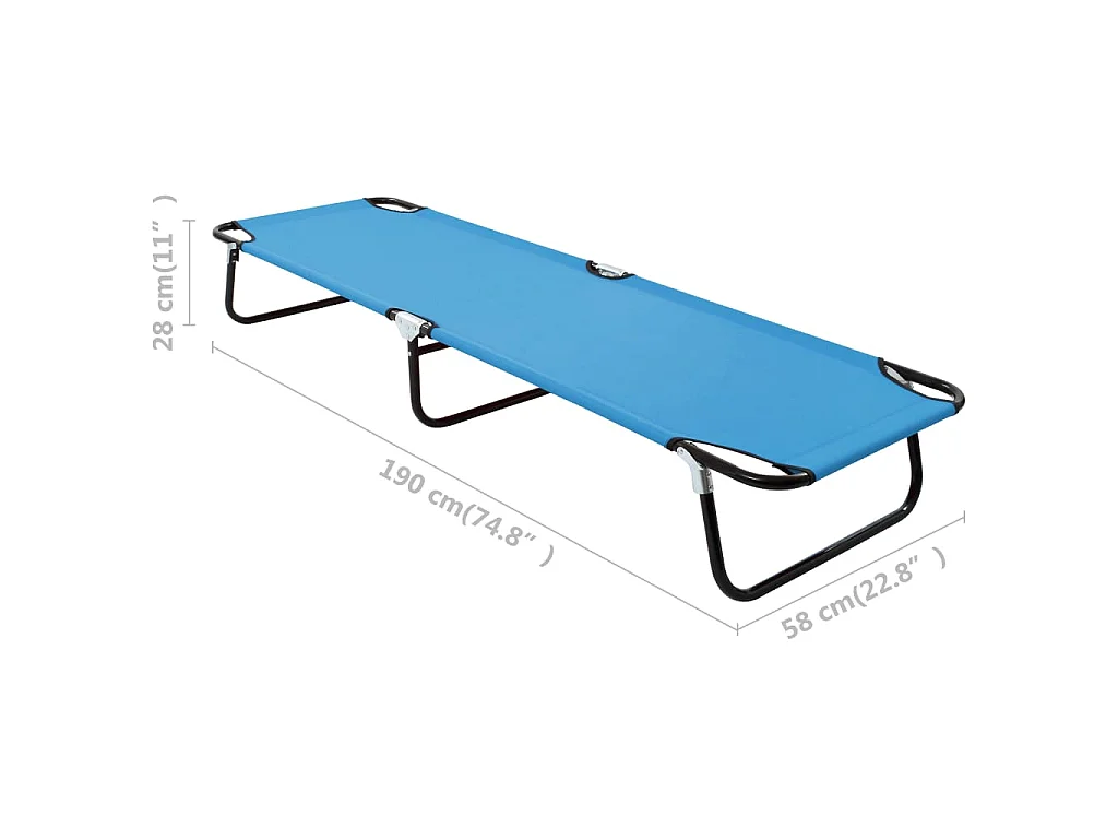 Chaise longue pliable acier bleu turquoise